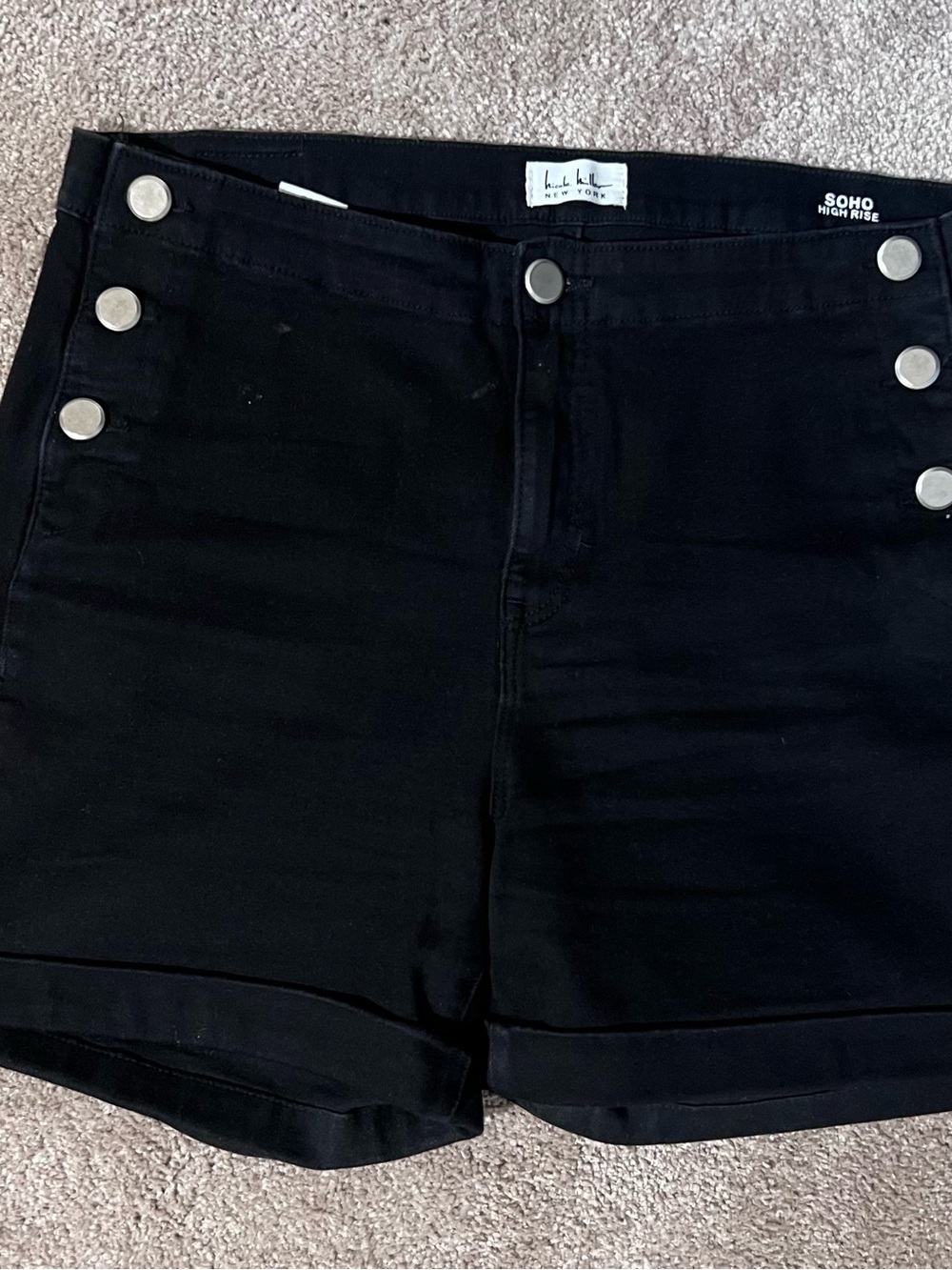 BB Dakota Black High-Rise Button-Accent Jean Shorts